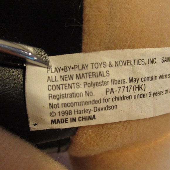 Harley Davidson Motorcycle Vintage 1998 NWT Black Red Peach Graphic Plush Hog - Picture 7 of 7